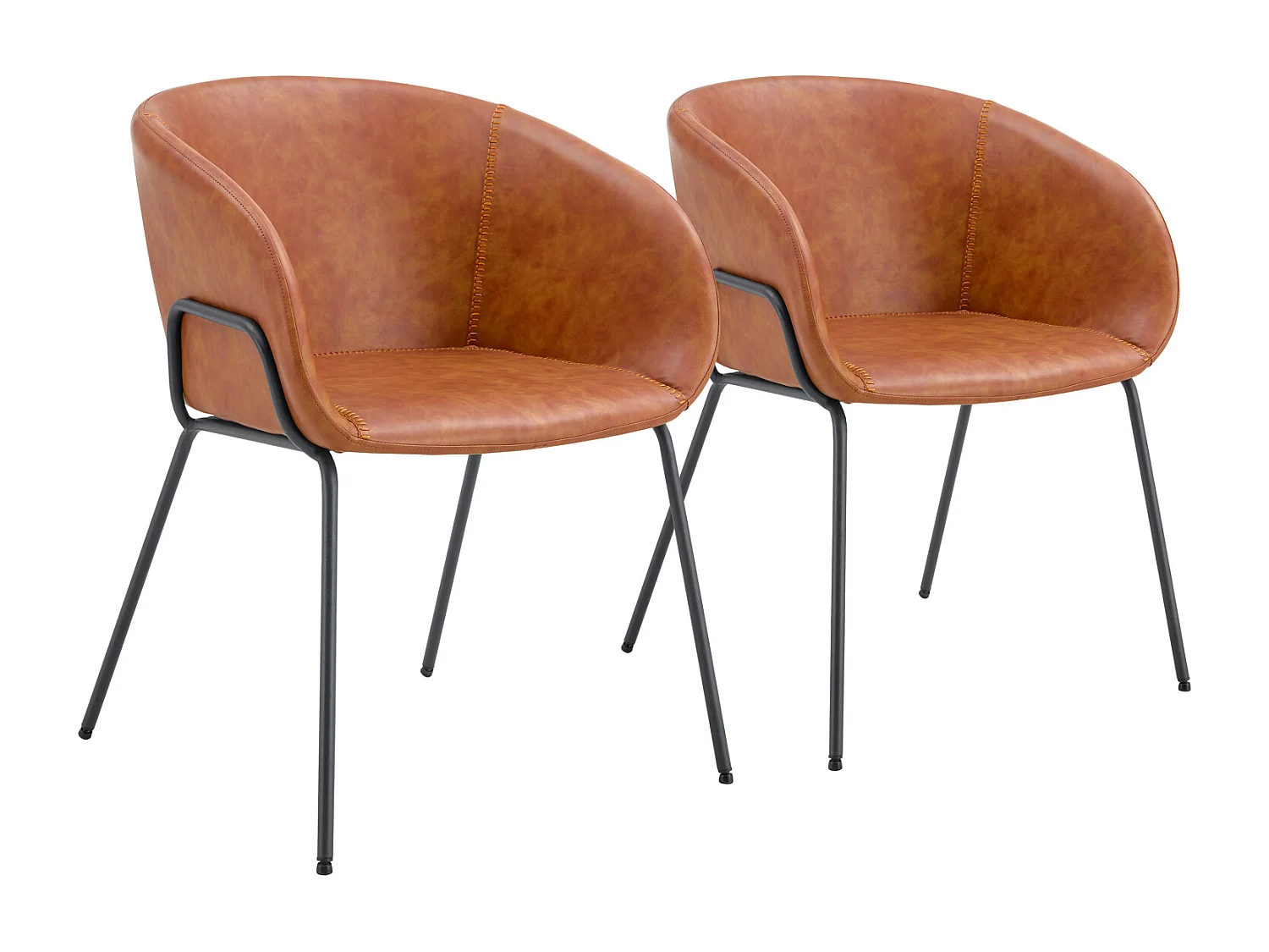 Set van 2 ANDRÉ cognac imitatie stoelen