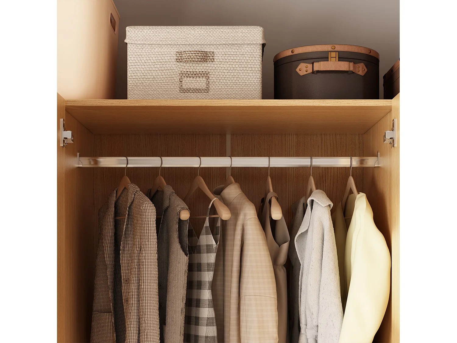 Armoire avec 4 portes Armoire avec barres de penderie et étagères pour la chambre à coucher Bois 160x50x180cm