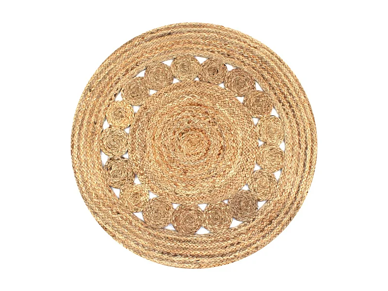 Teppich Flechtmuster Jute 90 cm Rund