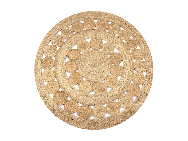 Tapis Jute design tressé 120 cm Rond