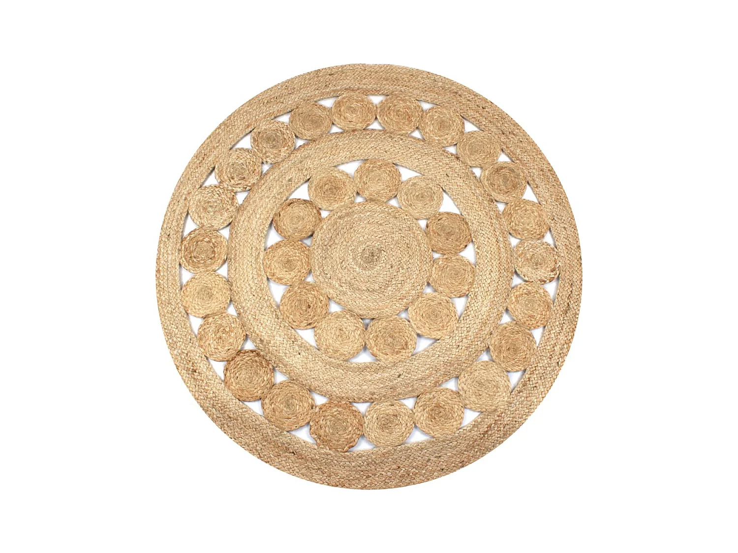 Tapis Jute design tressé 150 cm rond