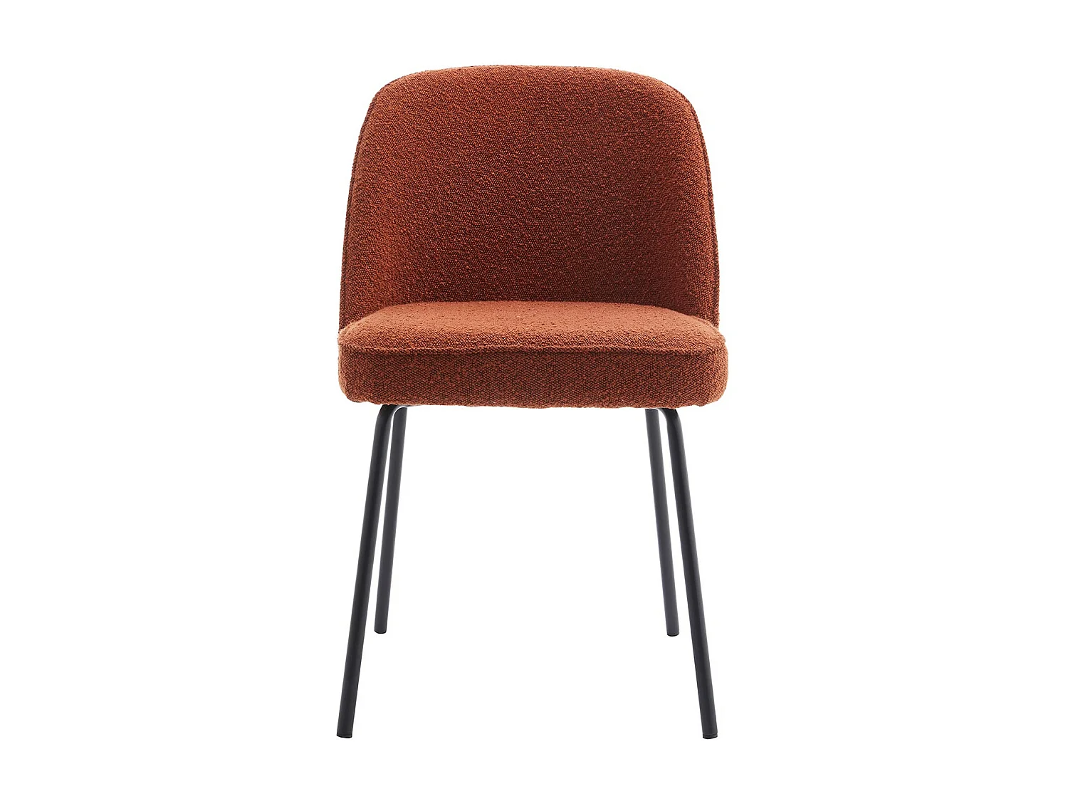 Lot de 2 chaises de salle à manger en tissu bouclé rouille, piètement noir - Olden