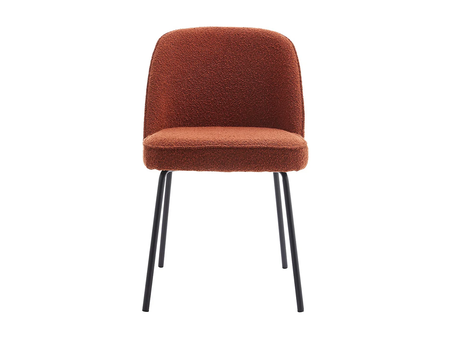 Lot de 2 chaises de salle à manger en tissu bouclé rouille, piètement noir - Olden