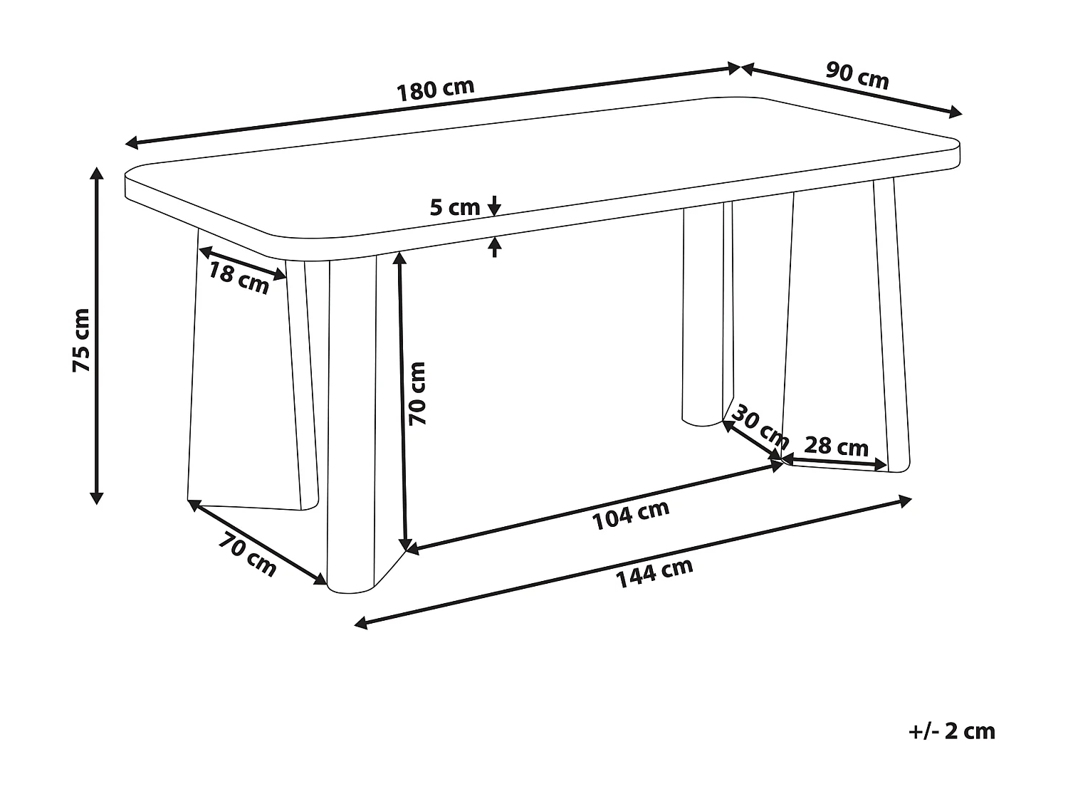 Table de repas ATLIN Noir 180 cm 90 cm