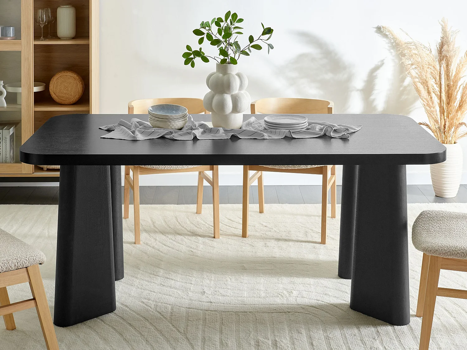 Table de repas ATLIN Noir 180 cm 90 cm