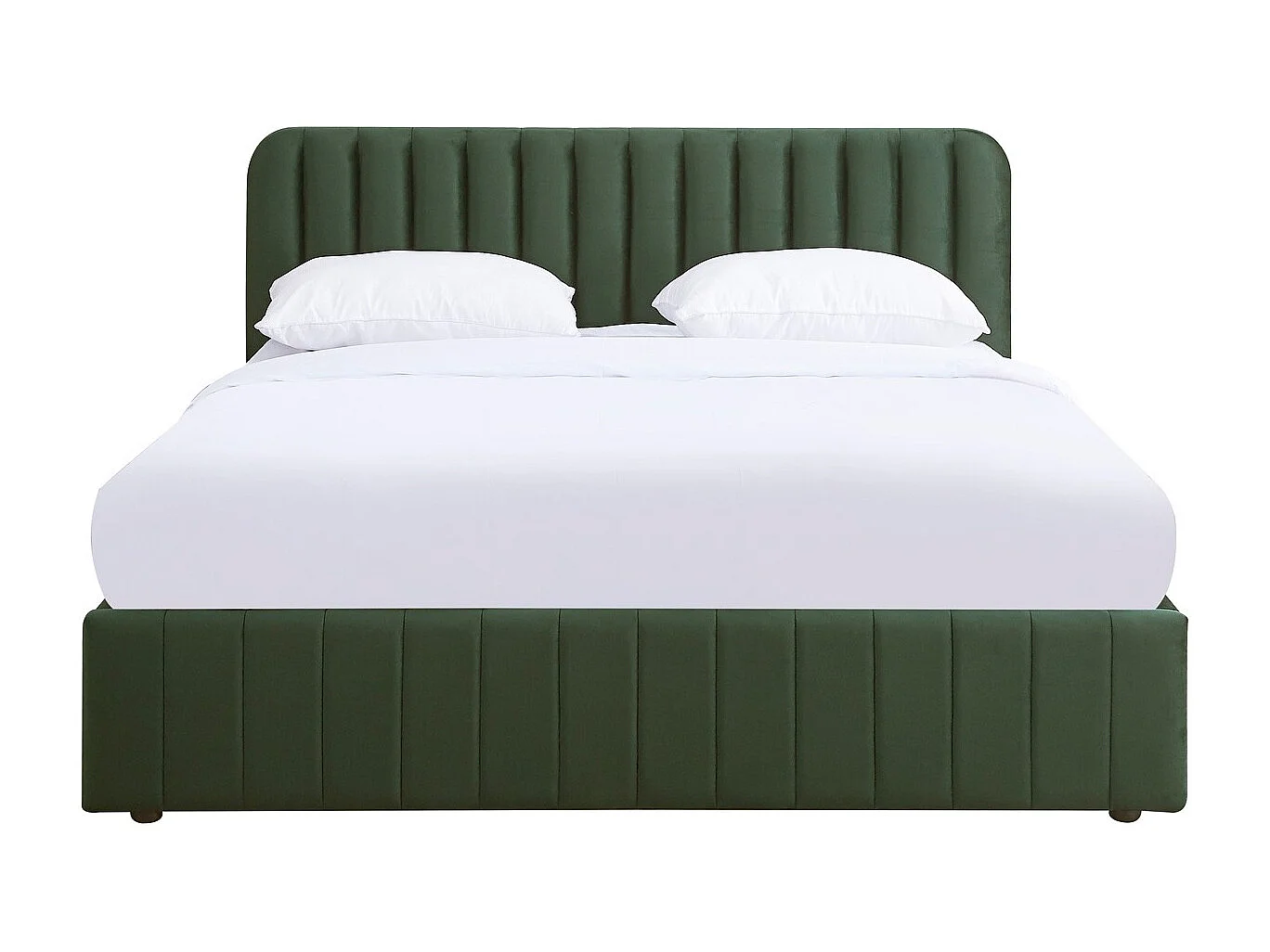 Lit coffre adulte 160x200 cm avec tête de lit capitonnée en velours vert kaki - Ava