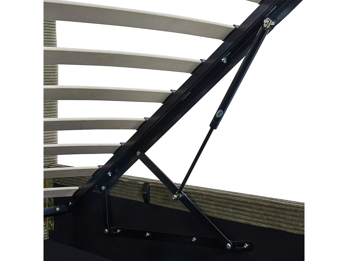 Lit coffre adulte 140x190 cm avec tête de lit matelassée en velours côtelé vert et sommier - Tina