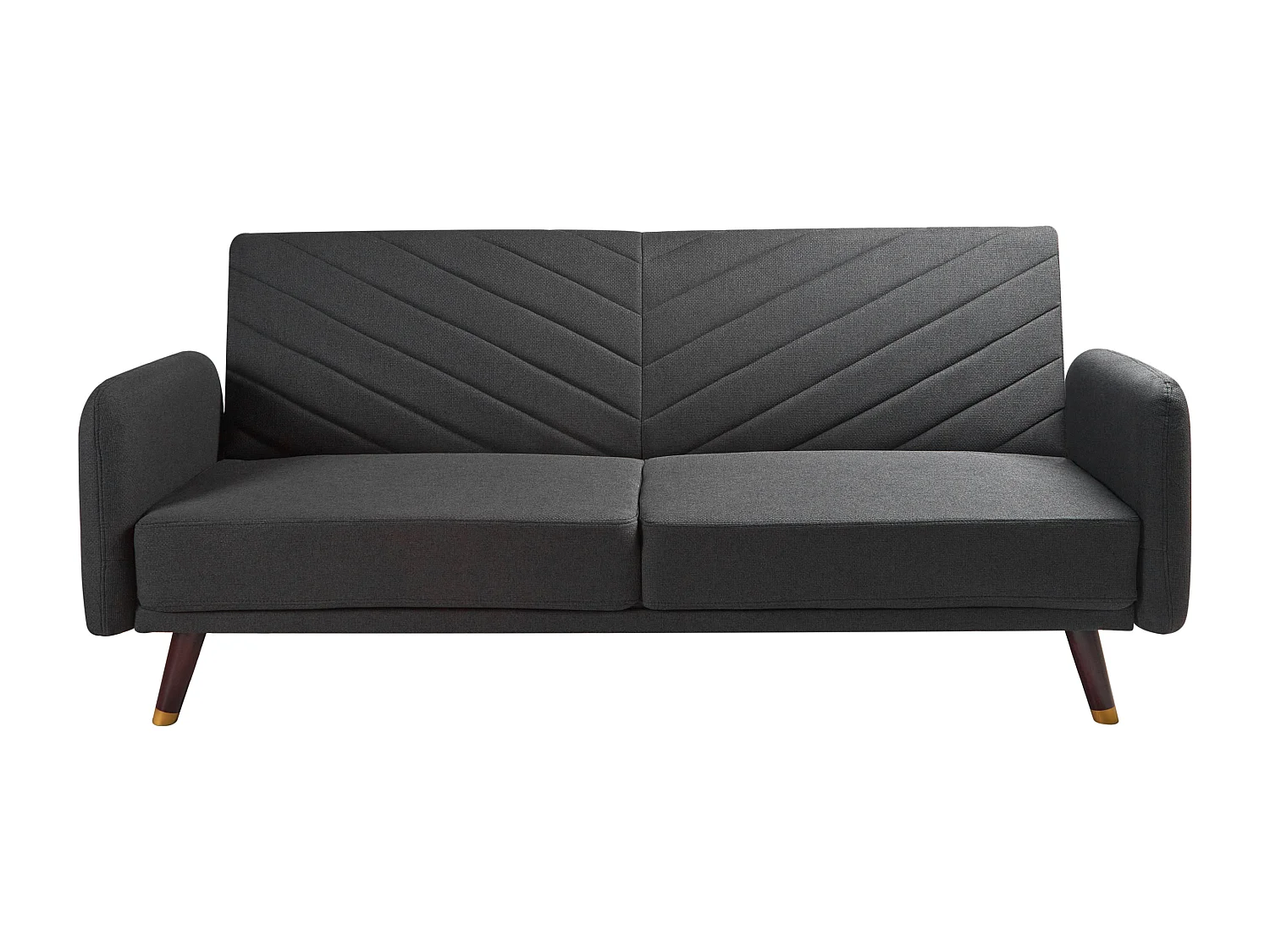 3-Sitzer Sofa klappbar Kunstleinen schwarz gesteppt Schlafsofa Retro-Stil Senja