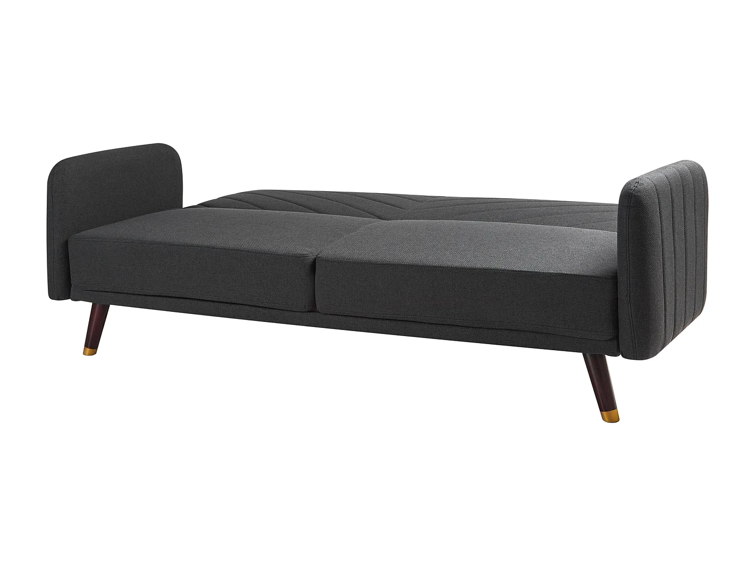 3-Sitzer Sofa klappbar Kunstleinen schwarz gesteppt Schlafsofa Retro-Stil Senja