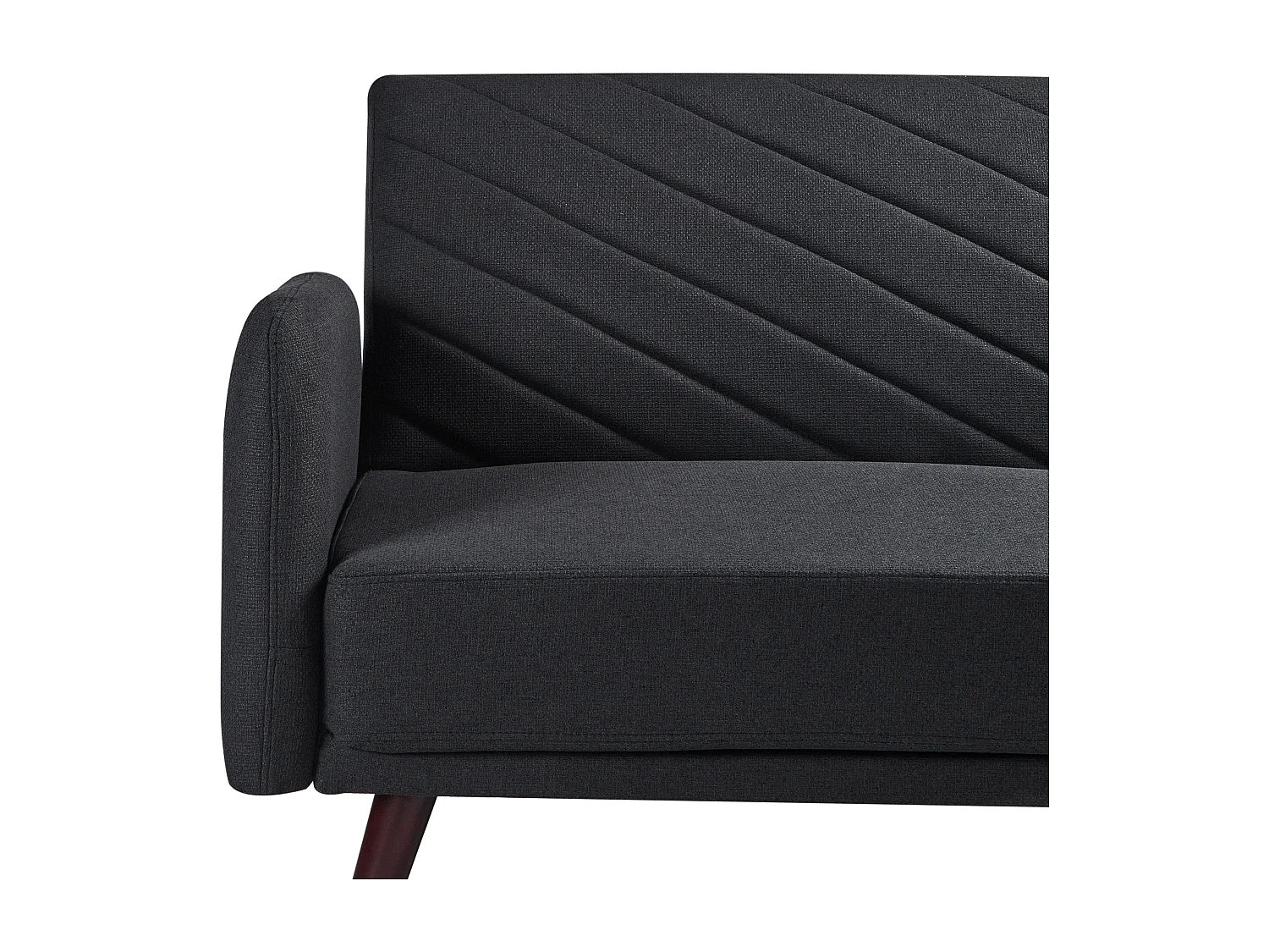 3-Sitzer Sofa klappbar Kunstleinen schwarz gesteppt Schlafsofa Retro-Stil Senja