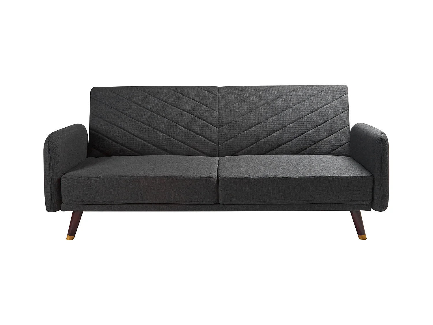 3-Sitzer Sofa klappbar Kunstleinen schwarz gesteppt Schlafsofa Retro-Stil Senja