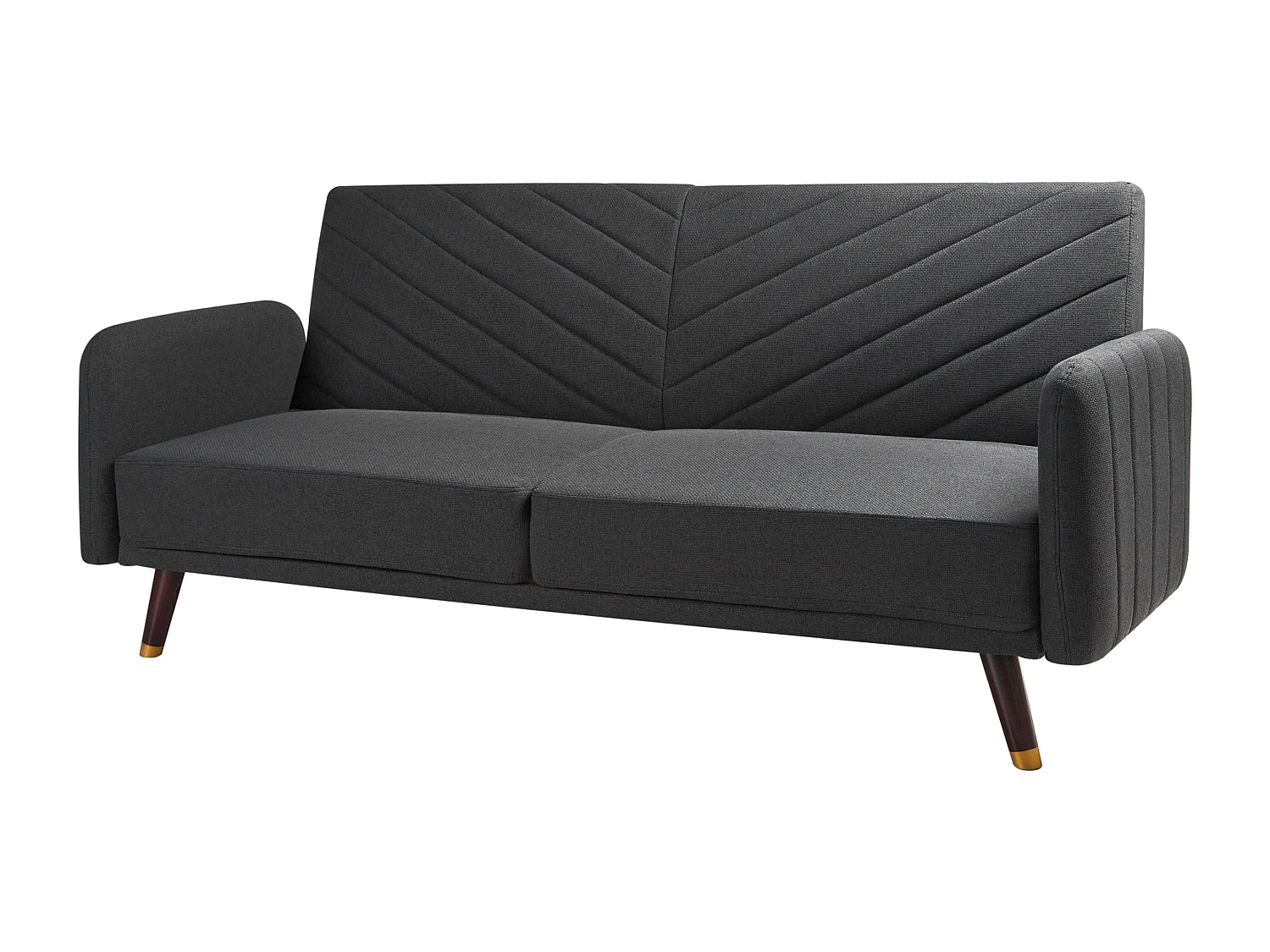 3-Sitzer Sofa klappbar Kunstleinen schwarz gesteppt Schlafsofa Retro-Stil Senja