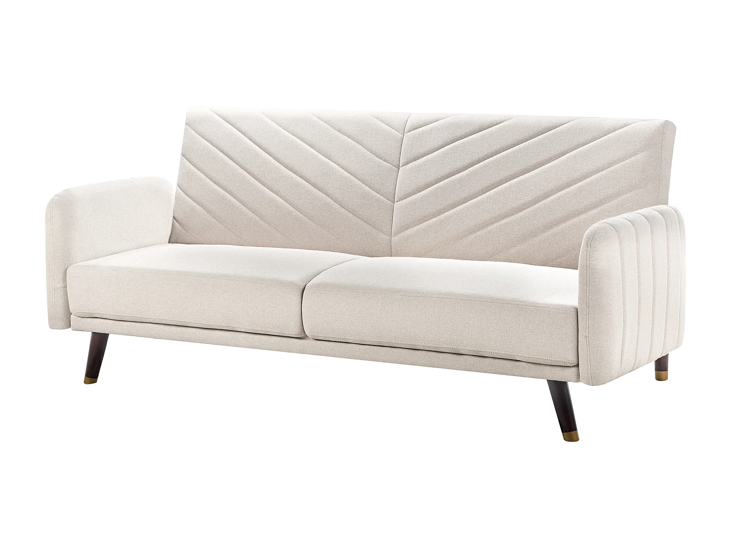 3-Sitzer Sofa klappbar Kunstleinen hellbeige gesteppt Schlafsofa Retro Senja