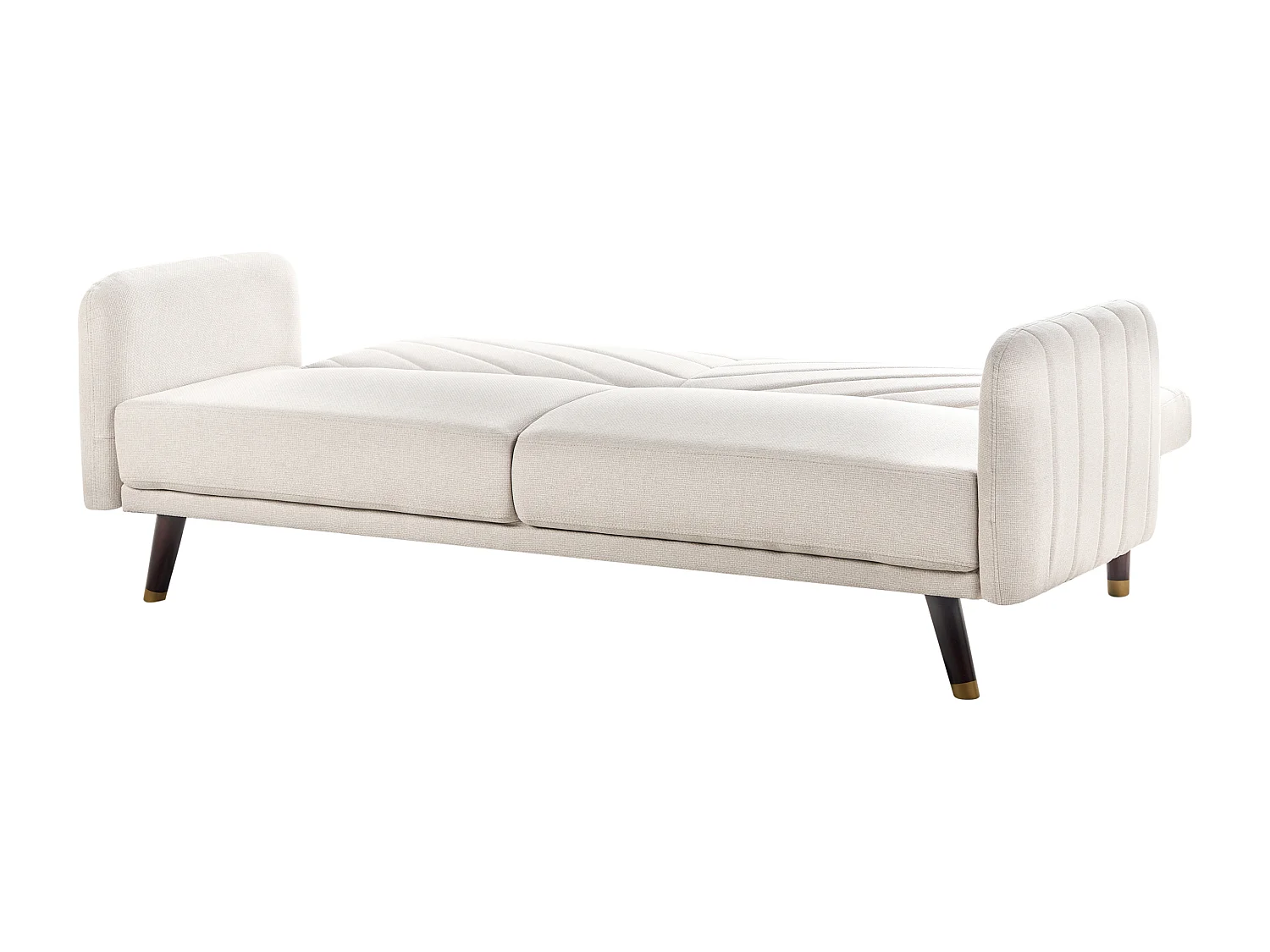 3-Sitzer Sofa klappbar Kunstleinen hellbeige gesteppt Schlafsofa Retro Senja