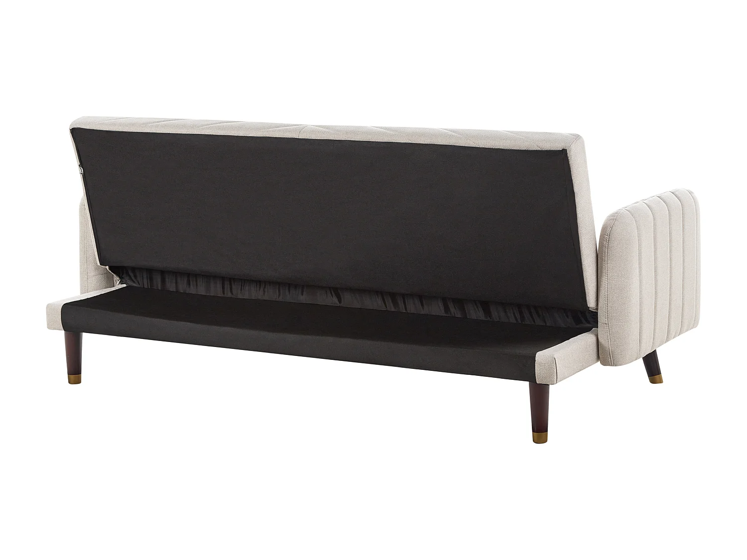 3-Sitzer Sofa klappbar Kunstleinen hellbeige gesteppt Schlafsofa Retro Senja