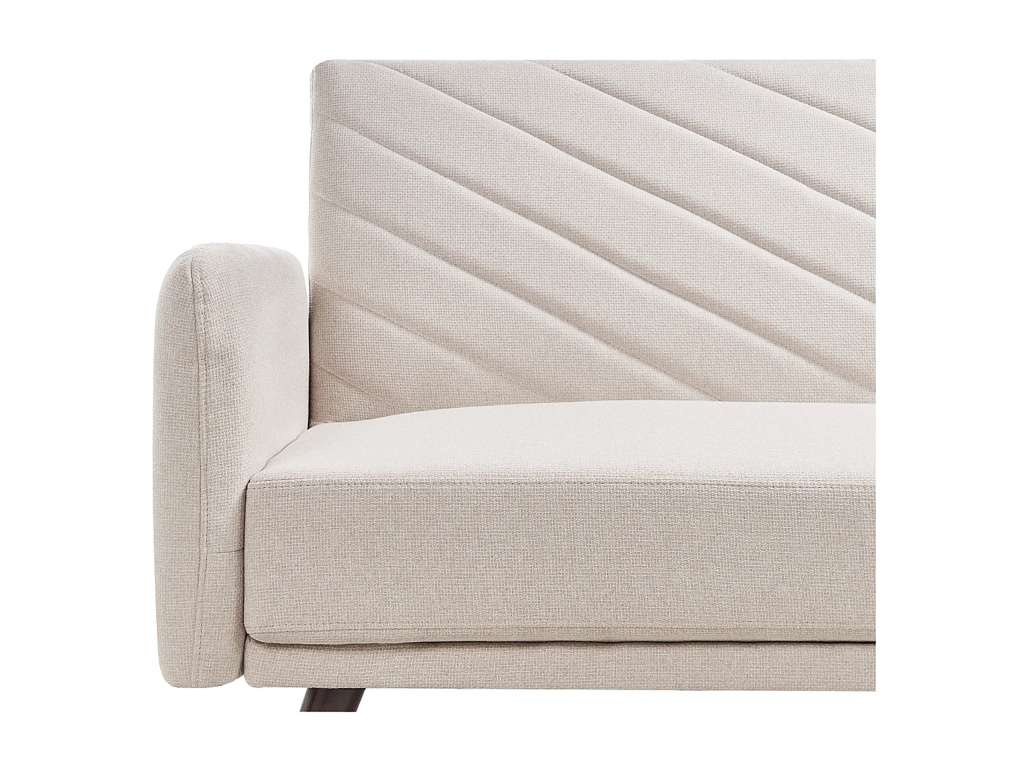 3-Sitzer Sofa klappbar Kunstleinen hellbeige gesteppt Schlafsofa Retro Senja