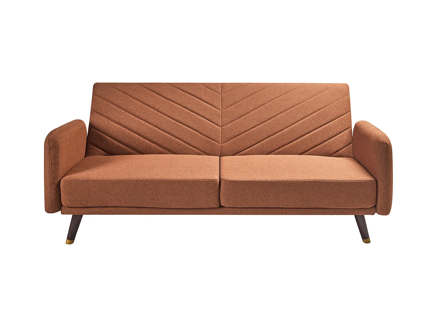 3-Sitzer Sofa klappbar Kunstleinen orange gesteppt Schlafsofa Retro-Stil Senja