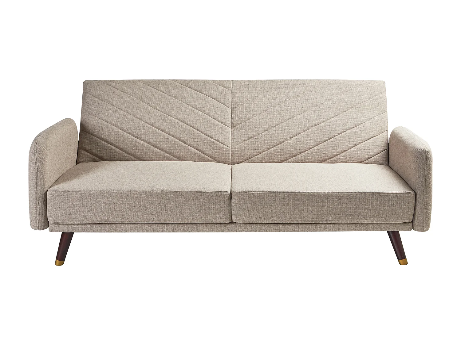 3-Sitzer Sofa klappbar Kunstleinen hellbraun gesteppt Schlafsofa Retro Senja