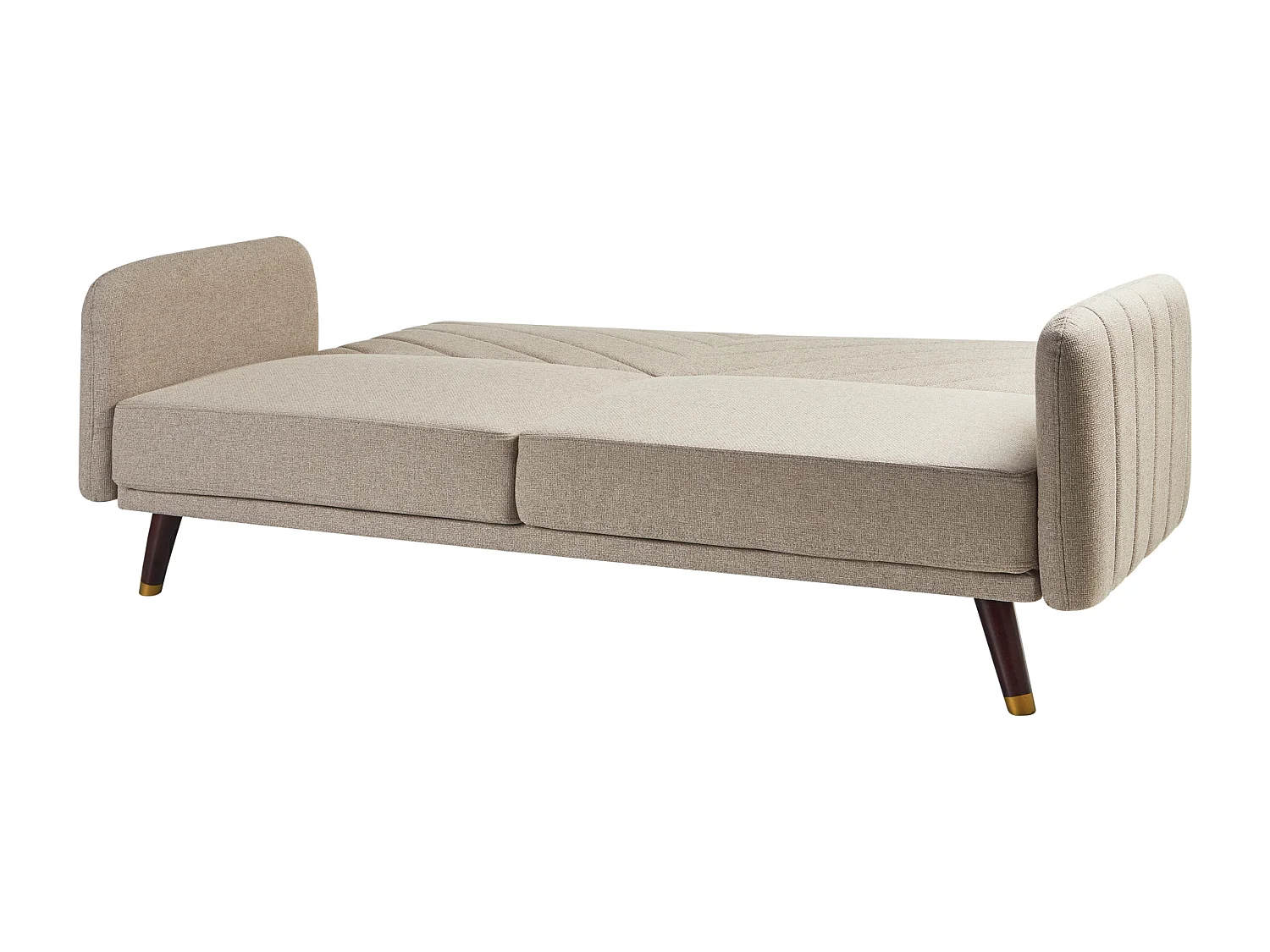 3-Sitzer Sofa klappbar Kunstleinen hellbraun gesteppt Schlafsofa Retro Senja