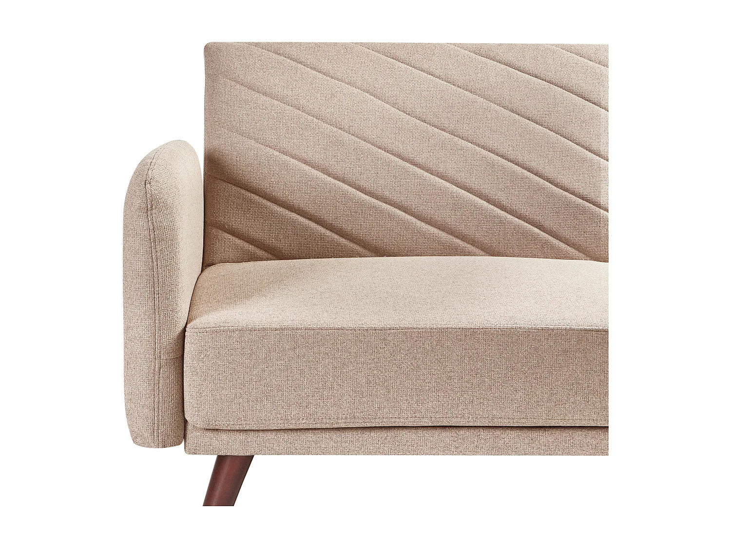 3-Sitzer Sofa klappbar Kunstleinen hellbraun gesteppt Schlafsofa Retro Senja