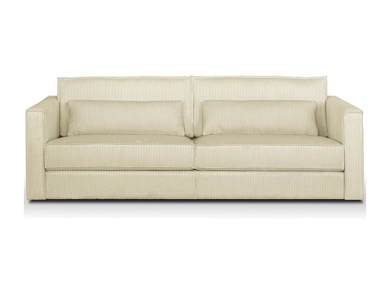 Canapé 3 places en velours côtelé beige - Oria