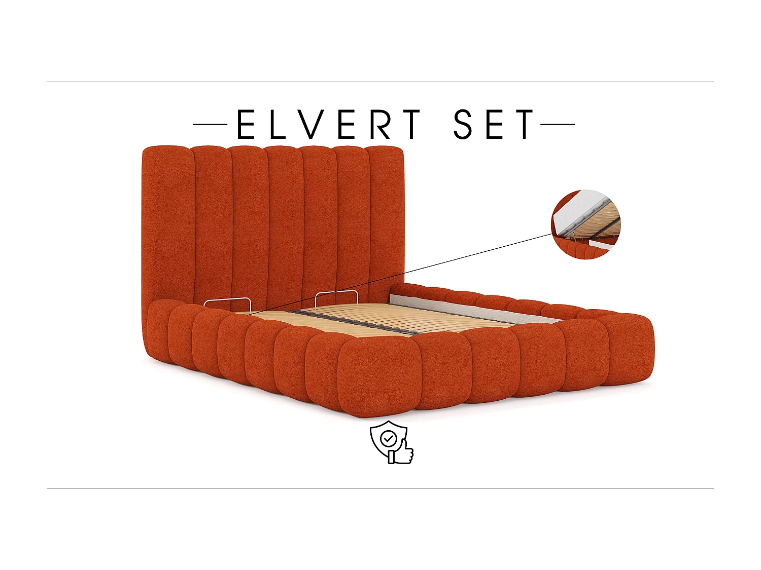 POLSTERBETT mit Nachttische Elvert Set 120x200 cm, Kupfer