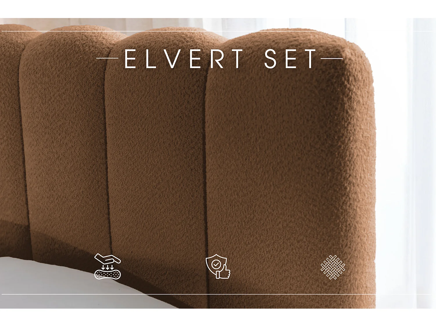 POLSTERBETT mit Nachttische Elvert Set 140x200 cm, Dunkelbraun