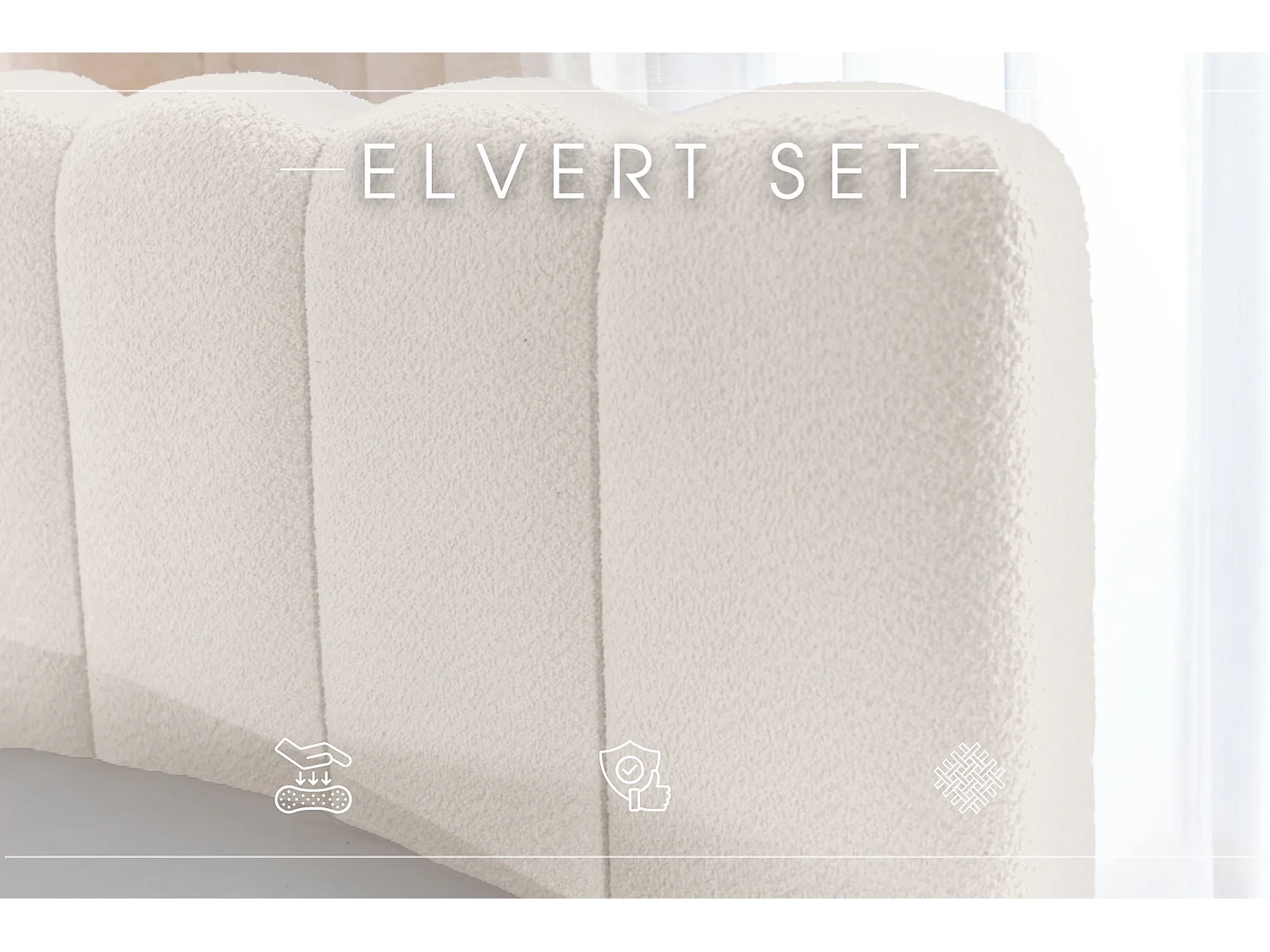 POLSTERBETT mit Nachttische Elvert Set 140x200 cm, Cremefarbe