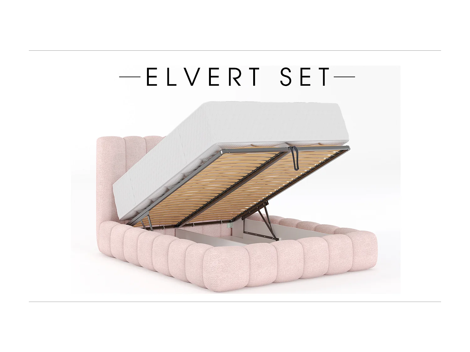 POLSTERBETT mit Nachttische Elvert Set 160x200 cm, Hellrosa