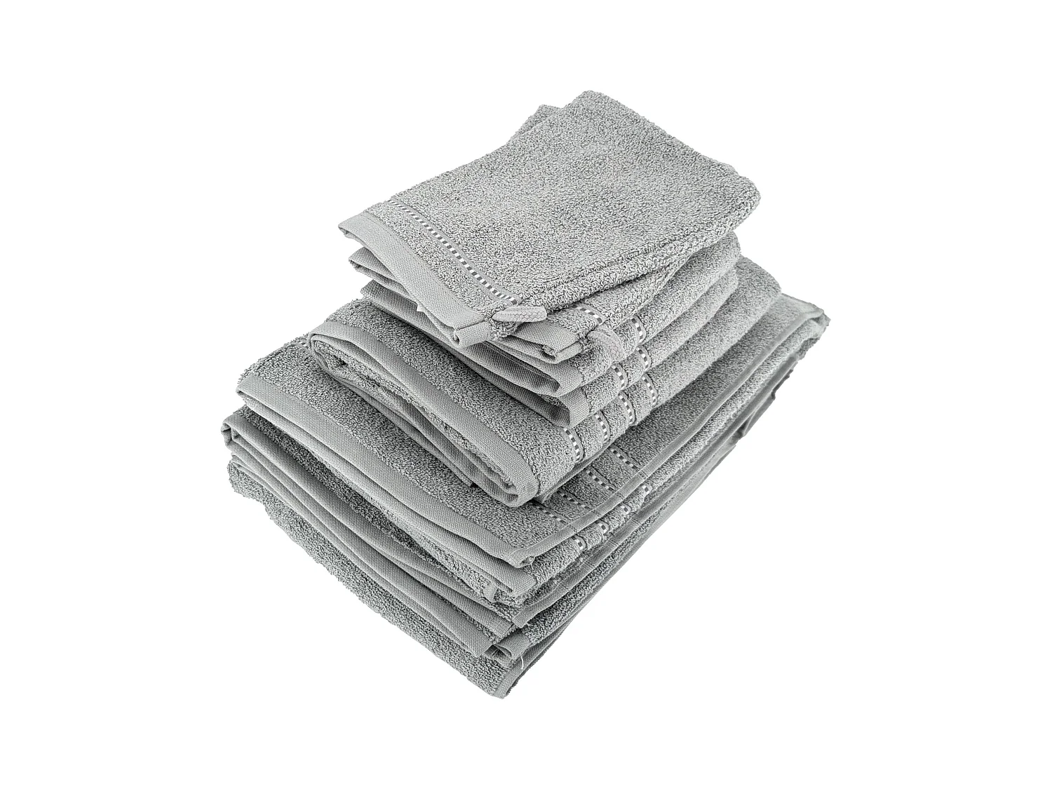 Parure de bain 6 pièces coton 500 g/m² CHARM gris Argent