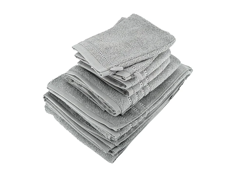 Parure de bain 6 pièces coton 500 g/m² CHARM gris Argent