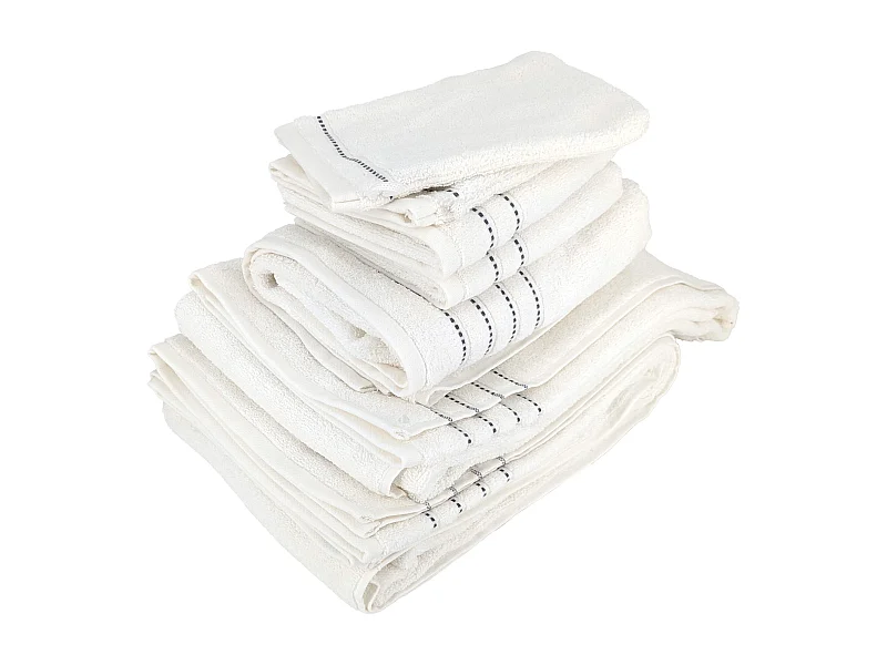 Parure de bain 6 pièces coton 500 g/m² CHARM Blanc
