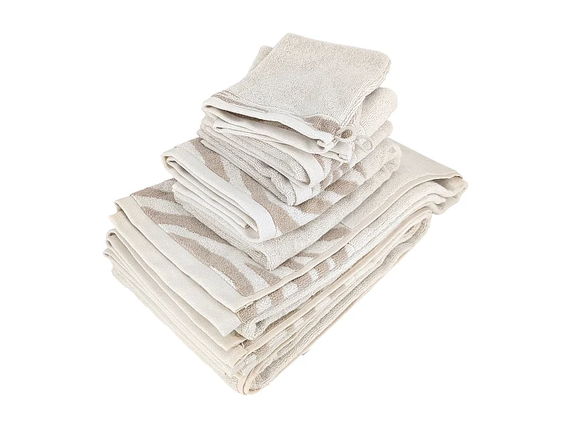 Parure de bain par 7 ZEBRA SOFT uni bord zèbre beige