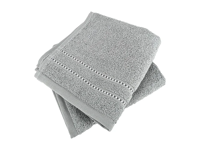 Lot de 2 serviettes invités coton 500 g/m² CHARM gris Argent
