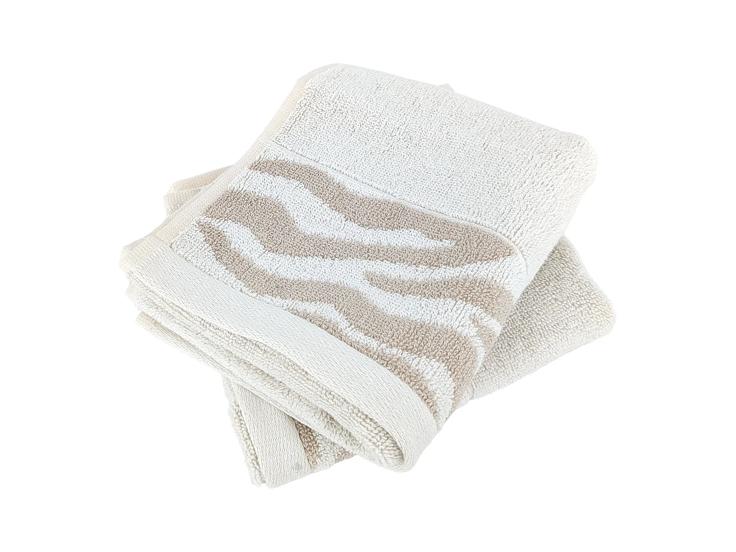 Lot de 2 serviettes invité 33x50 cm ZEBRA SOFT uni bord zèbre beige