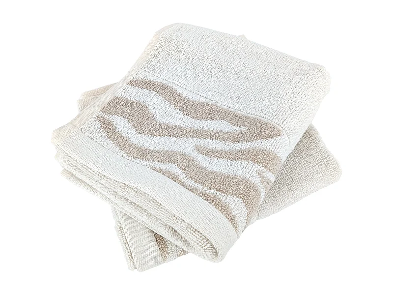 Lot de 2 serviettes invité 33x50 cm ZEBRA SOFT uni bord zèbre beige