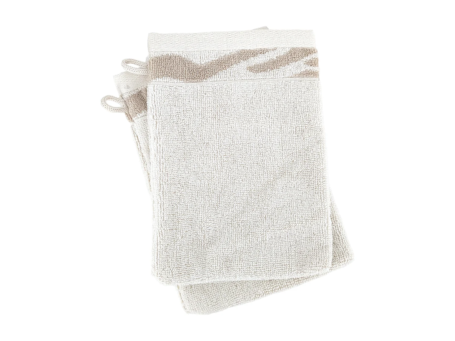 Lot de 2 gants de toilette ZEBRA SOFT uni bord zèbre beige