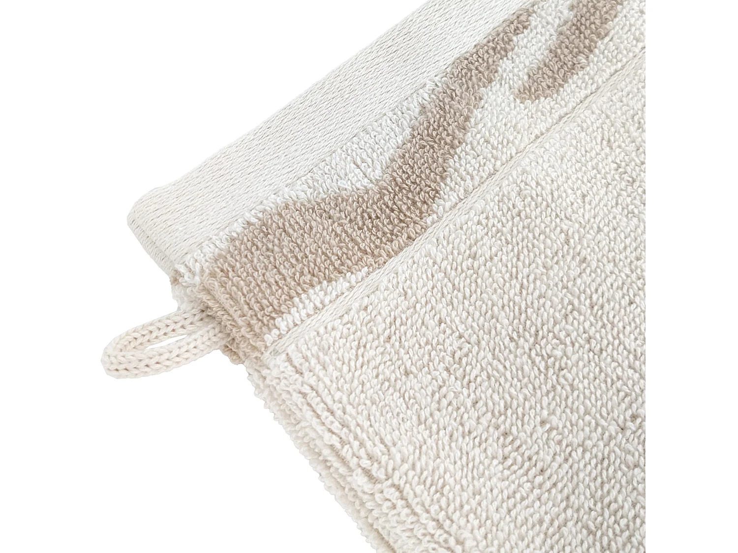 Lot de 2 gants de toilette ZEBRA SOFT uni bord zèbre beige