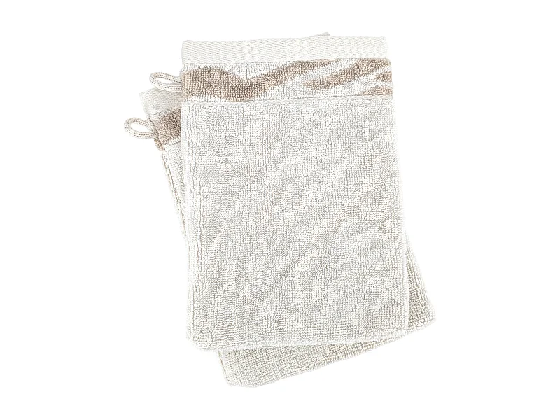 Lot de 2 gants de toilette ZEBRA SOFT uni bord zèbre beige