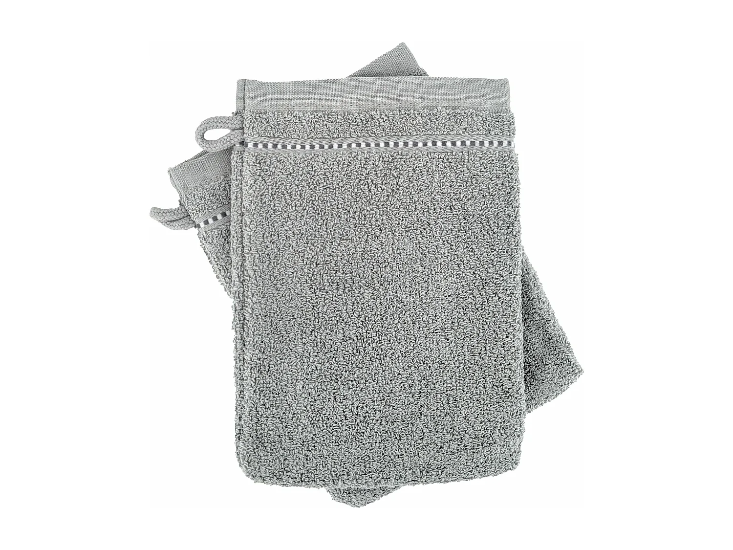 Lot de 2 gants de toilette 16x21 cm coton 500 g/m² CHARM gris Argent
