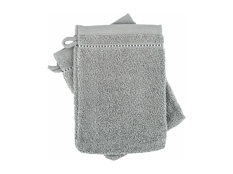 Lot de 2 gants de toilette 16x21 cm coton 500 g/m² CHARM gris Argent