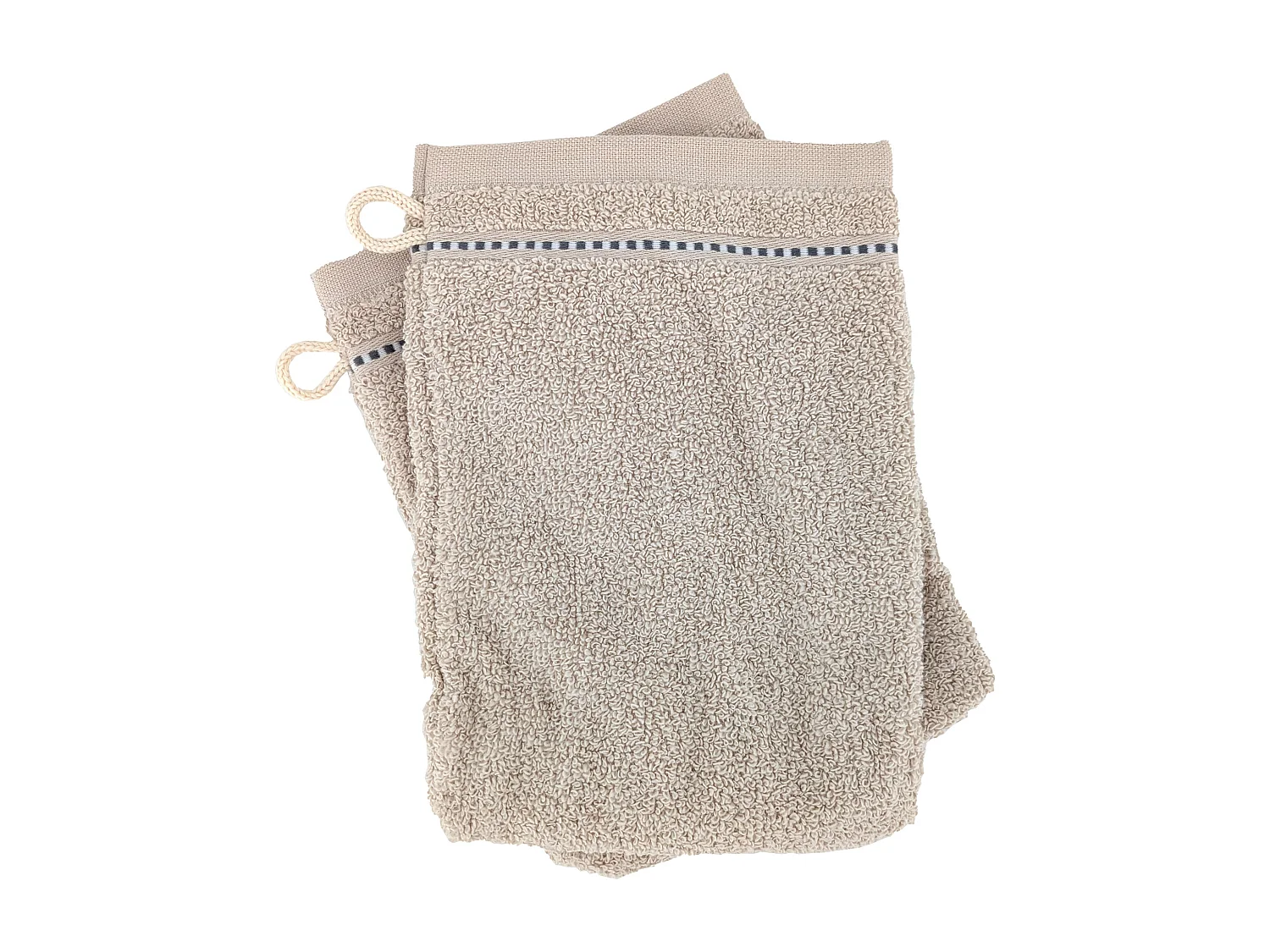 Lot de 2 gants de toilette 16x21 cm coton 500 g/m² CHARM Ivoire