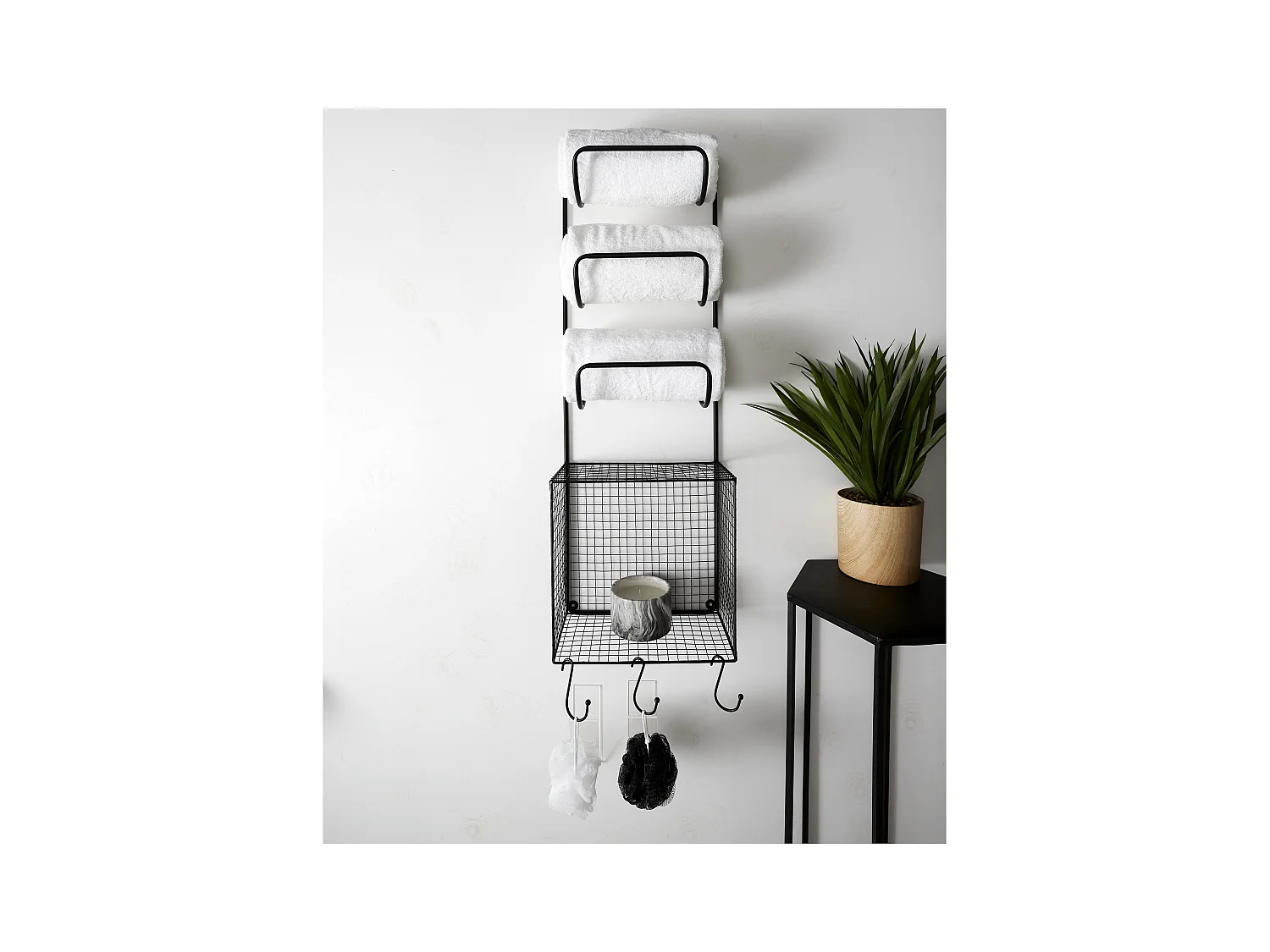 Porte Serviette Etagere Noir