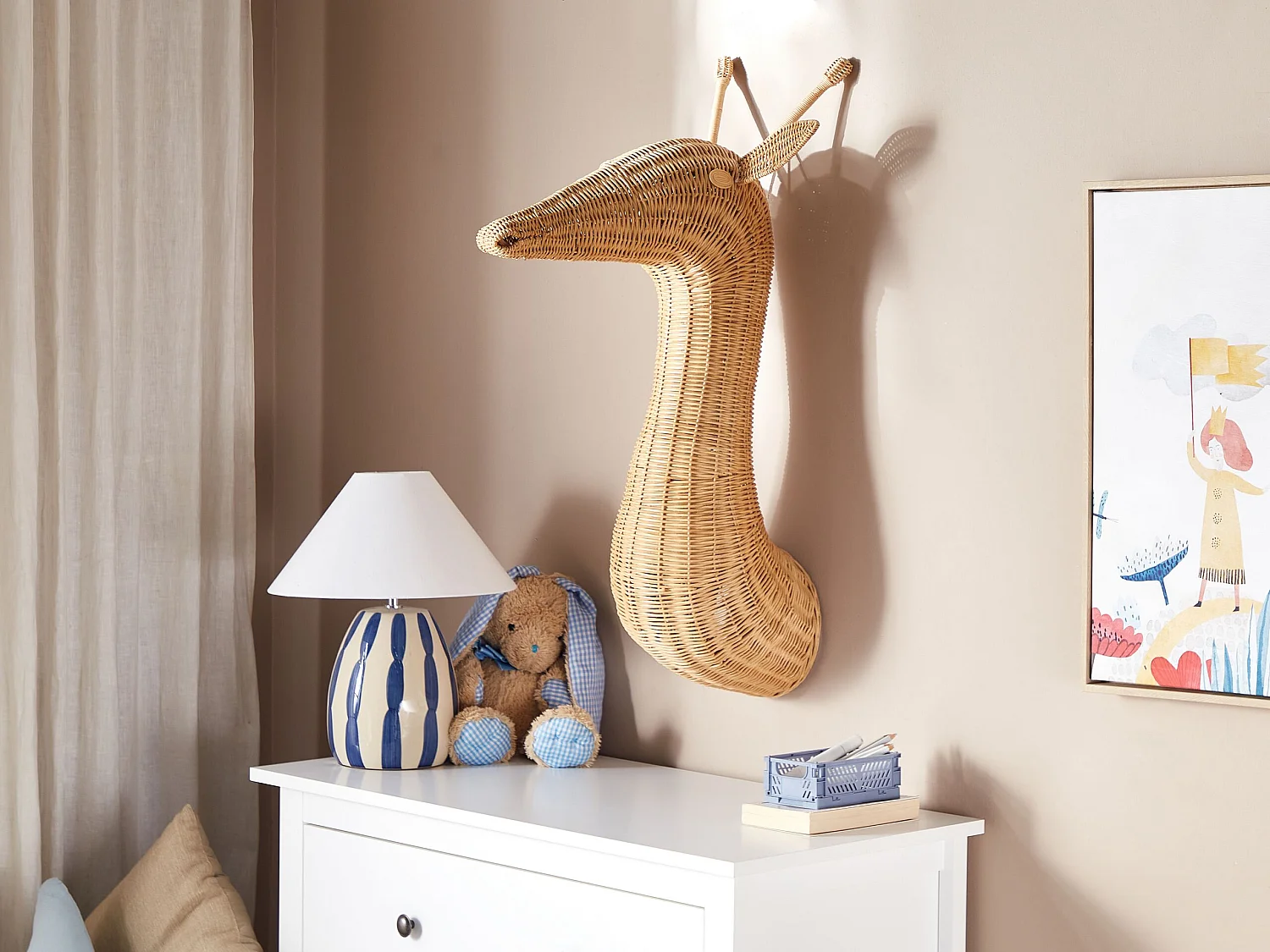 Décoration murale Girafe BANANEC Rotin 83 cm Naturel