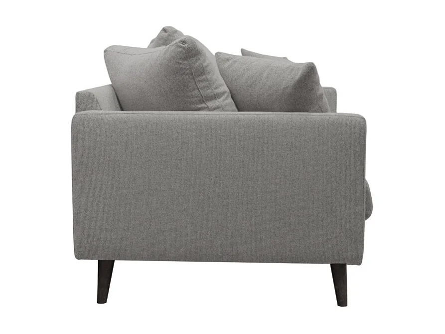 Villabon - Canapé convertible 4 places en tissu pieds bois foncé - Gris chiné