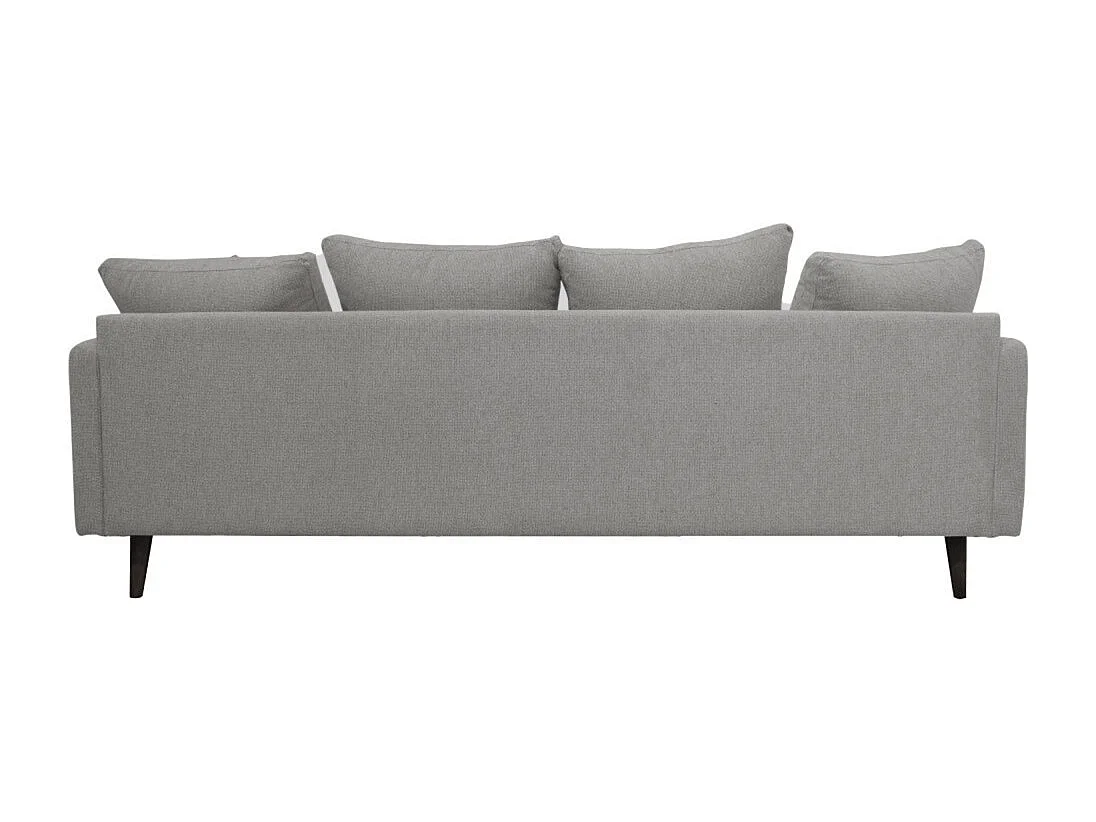 Villabon - Canapé convertible 4 places en tissu pieds bois foncé - Gris chiné