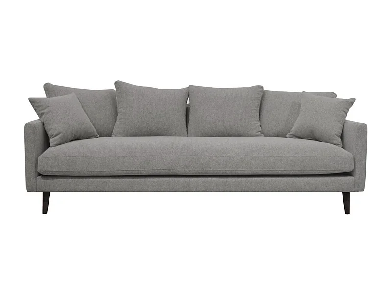 Villabon - Canapé convertible 4 places en tissu pieds bois foncé - Gris chiné