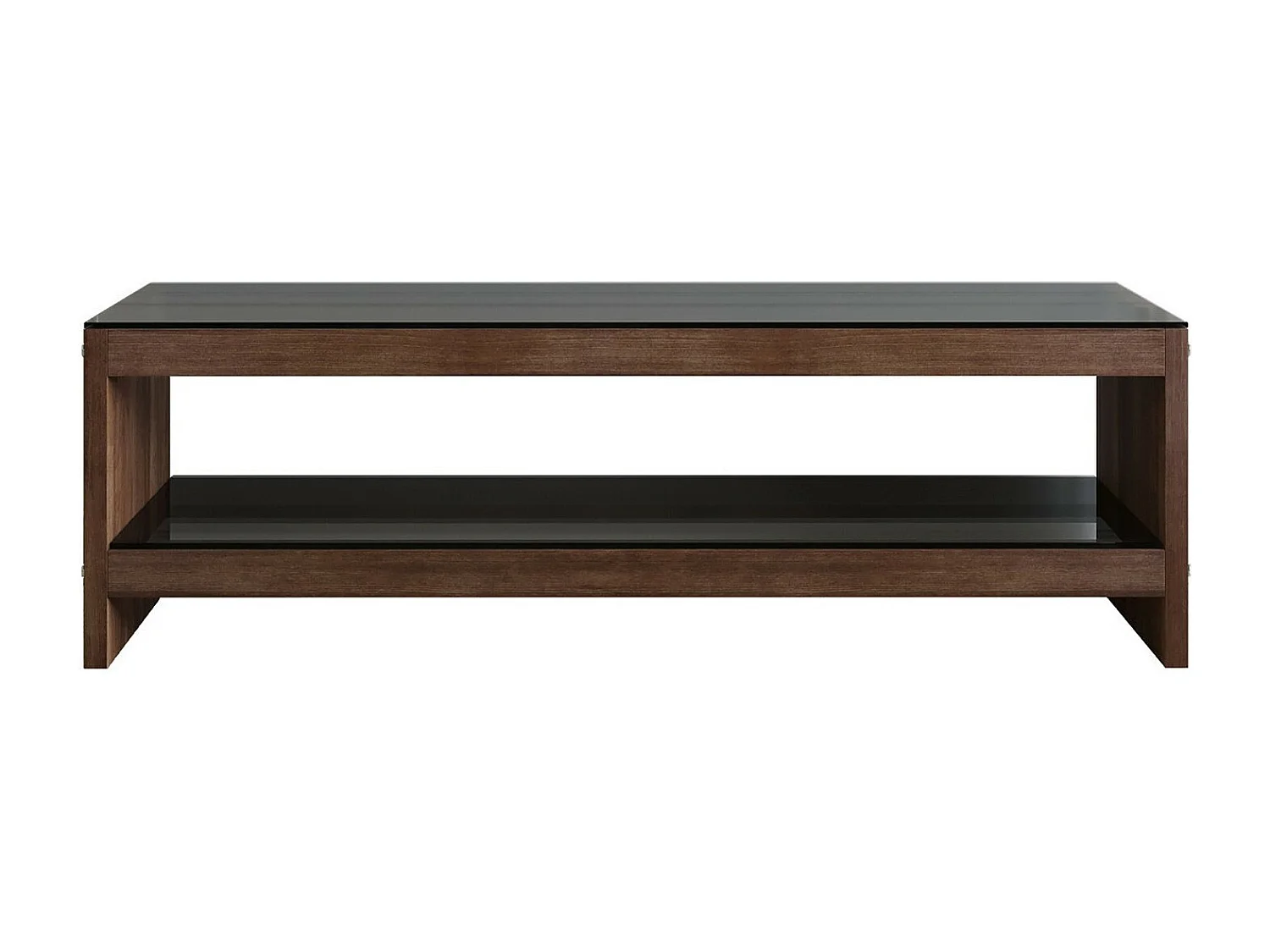 meuble tv en bois 140 cm avec étagères en verre, finition marron