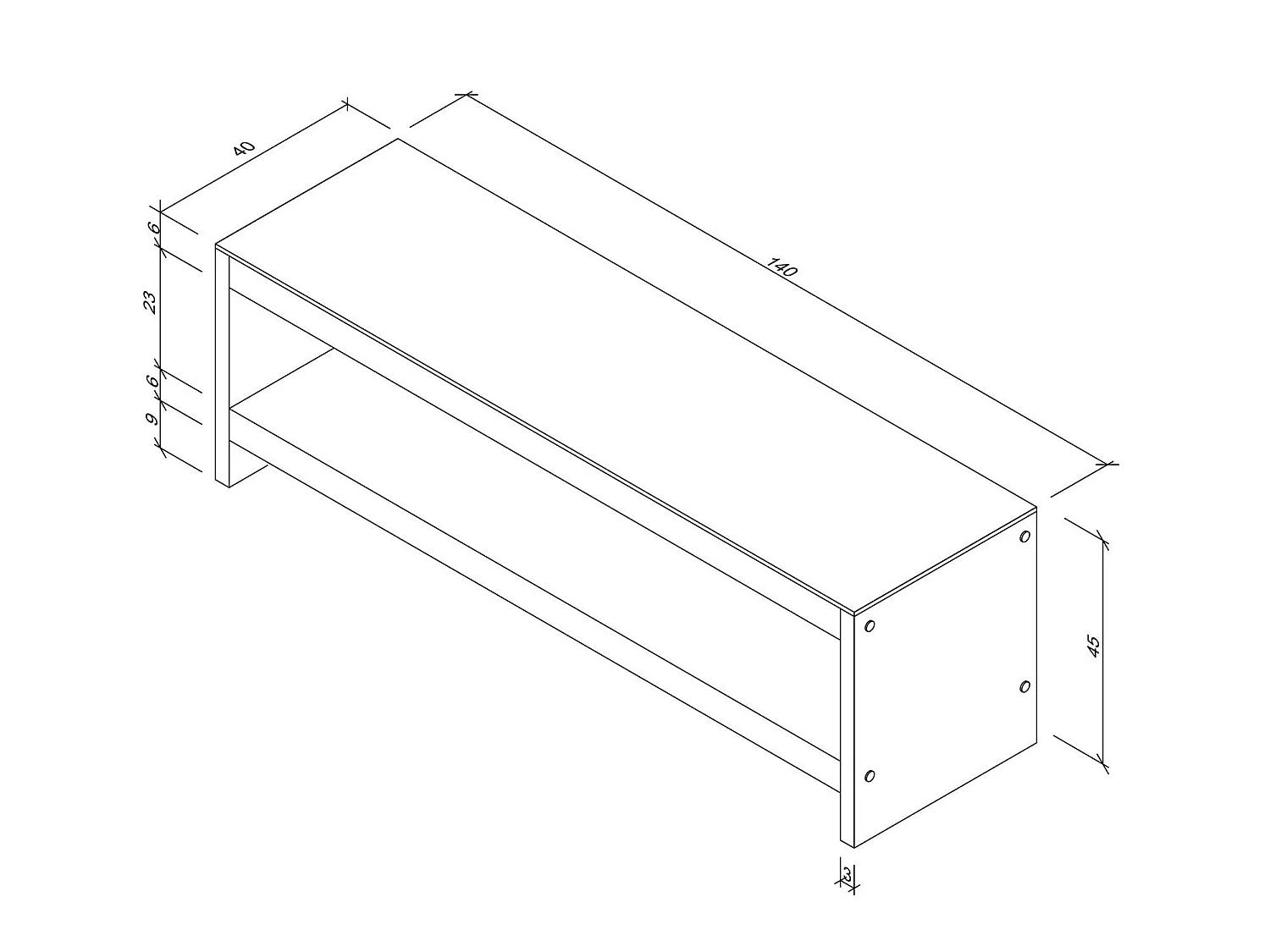 TV-Möbel aus Massivholz und gehärtetem Glas tv301