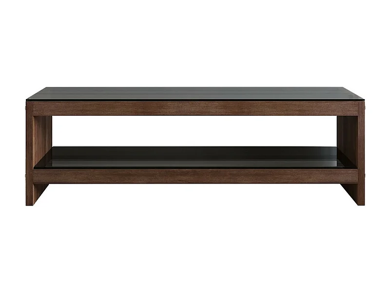 meuble tv en bois 140 cm avec étagères en verre, finition marron